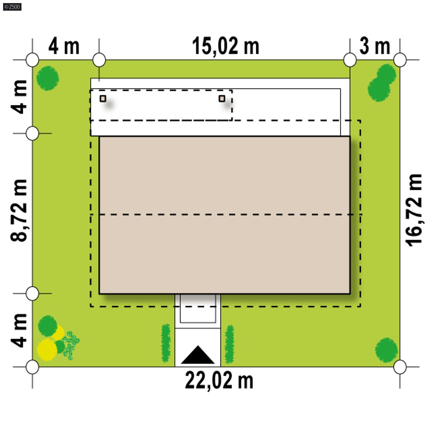 Projekt domu  - Variant Z376 so sklonom strechy 35 stupňov, 4 spálne do 110 m2.